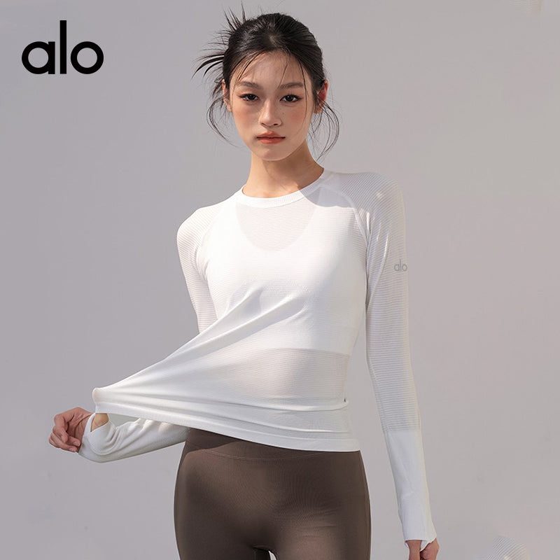 Aloyoga Casual Long-Sleeved Fitness Top - Athletic T-Shirt - Slim-Fitting and Stylish - Undergarment for Layering
