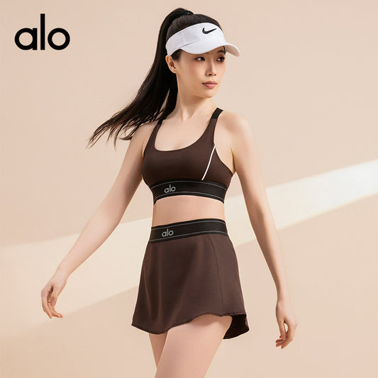 Aloyoga Back-Soothing Yoga Set - Color-Matched Tight-Fitting Sports Bra, Quick-Drying Fitness Shorts Set