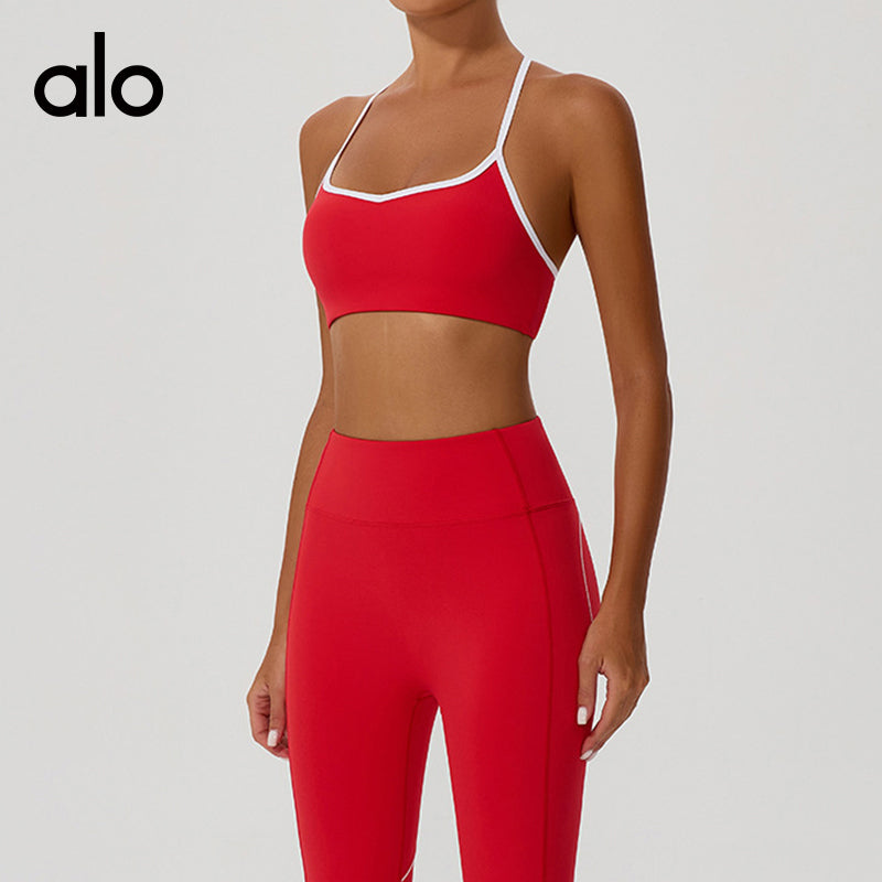 Aloyoga Cross-Adjust Shoulder Belt Yoga Bra with Cup垫 Fitness Sports Underwear