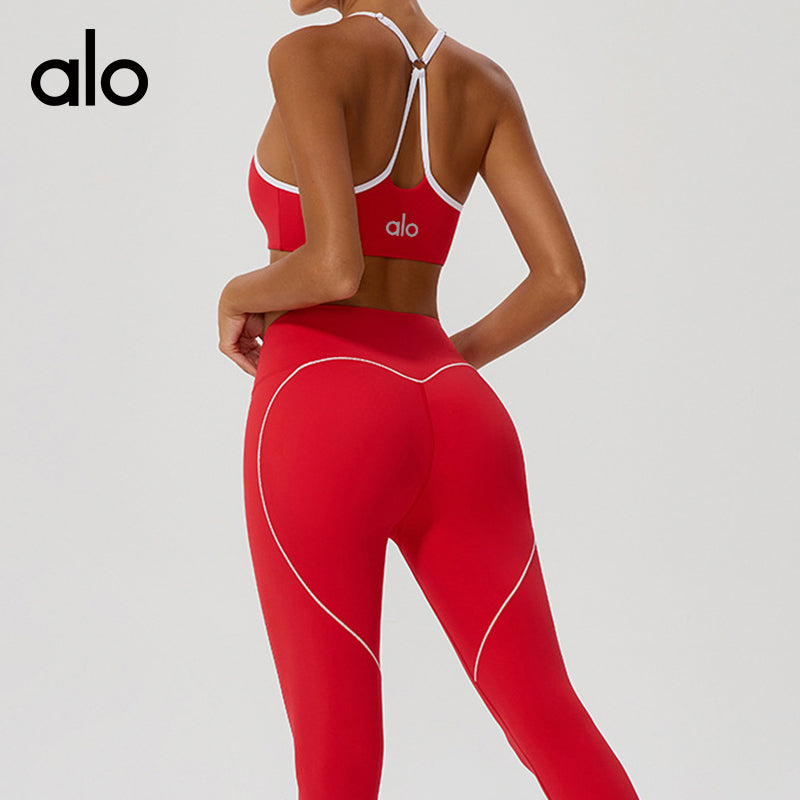 Aloyoga Cross-Adjust Shoulder Belt Yoga Bra with Cup垫 Fitness Sports Underwear