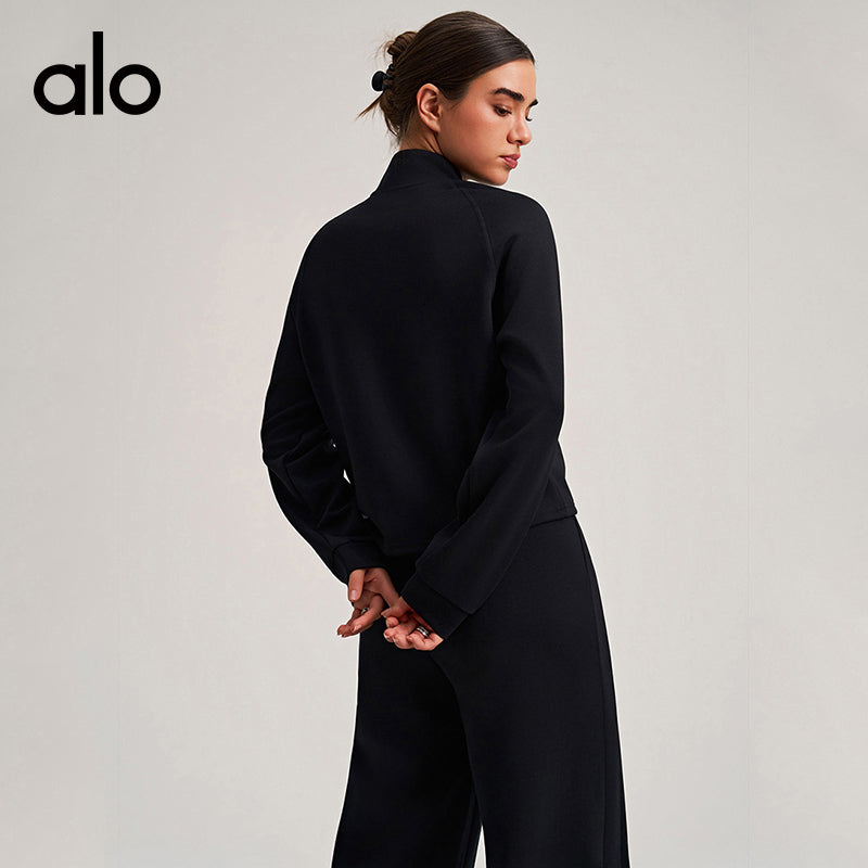 Alo Yoga Stand Collar Sports Jacket, Slim Fit Versatile Figure-Flattering Fitness Coat, Loose Casual Top