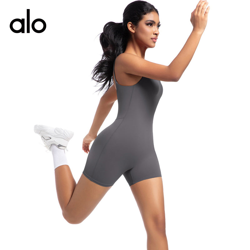Alo Yoga Casual Strap Racerback Yoga Jumpsuit, Butt Lifter One-Piece Shorts for Sports & Fitness