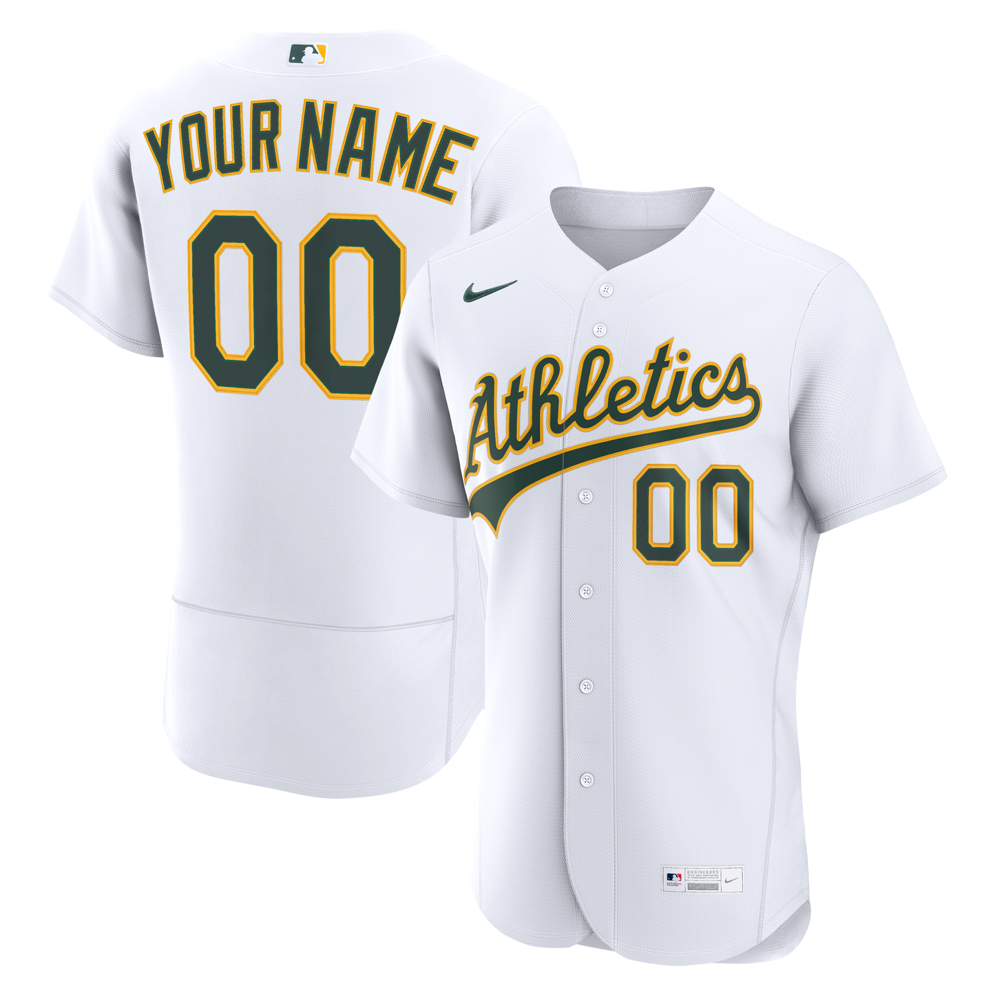 Athletics Nike Home Authentic Custom Jersey - White