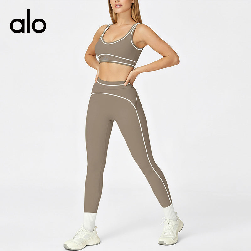 Aloyoga Color-Matching Backless Lingerie High-Waisted Tight Sexy Yoga Set Fitness Yoga Sportswear