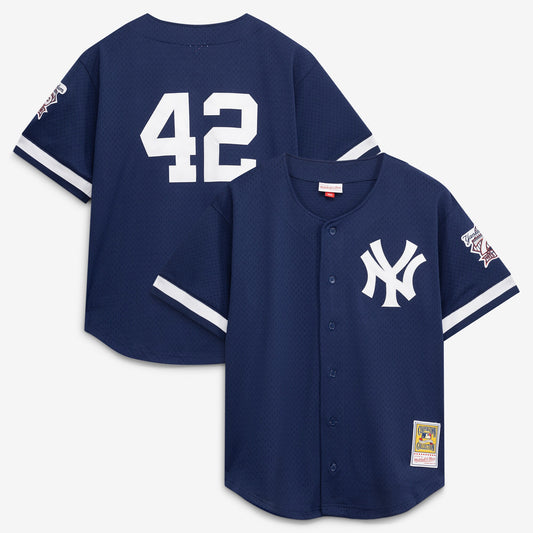 Mariano Rivera New York Yankees Mitchell &amp;amp; Ness Cooperstown Collection Mesh Batting Practice Button-Up Jersey - Navy