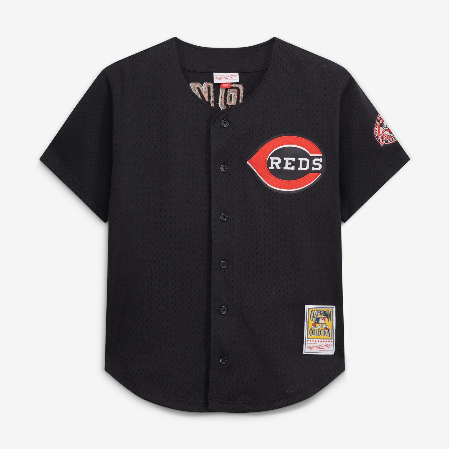Barry Larkin Cincinnati Reds Mitchell &amp;amp; Ness Cooperstown Collection Mesh Batting Practice Button-Up Jersey - Black