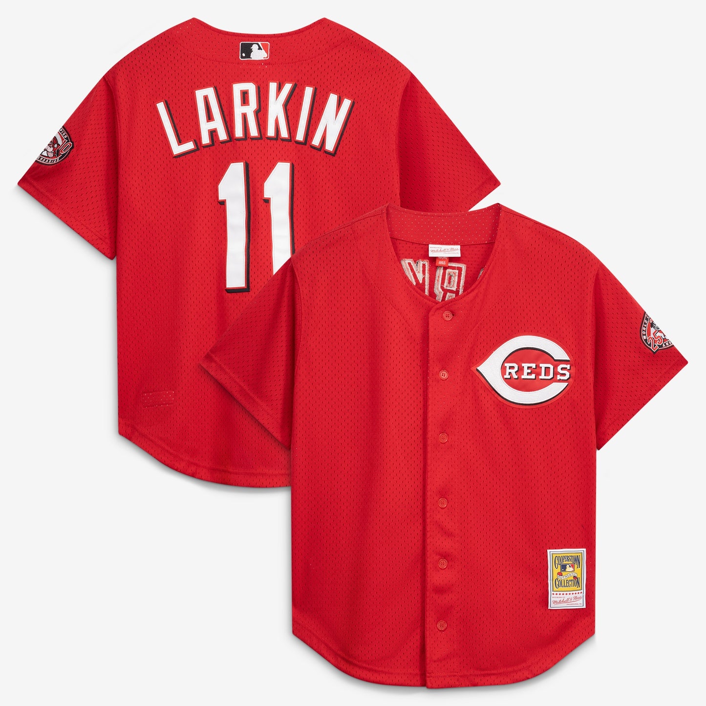 Barry Larkin Cincinnati Reds Mitchell &amp;amp; Ness Throwback Cooperstown Mesh Batting Practice Jersey - Red