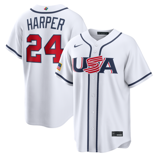 Bryce Harper USA Baseball Nike 2026 World Baseball Classic Home Stadium Jersey - White