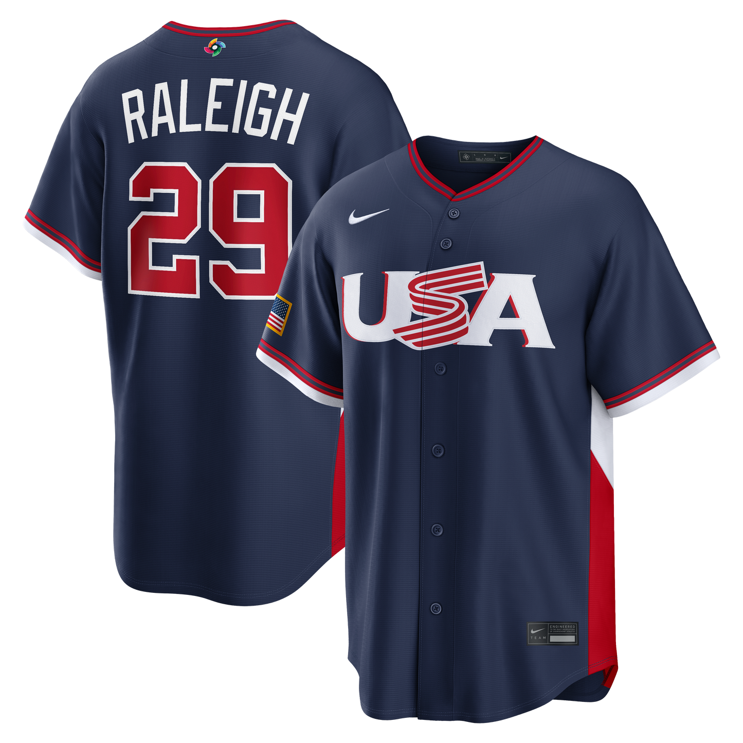 Cal Raleigh USA Baseball Nike 2026 World Baseball Classic Road Stadium Jersey - Navy