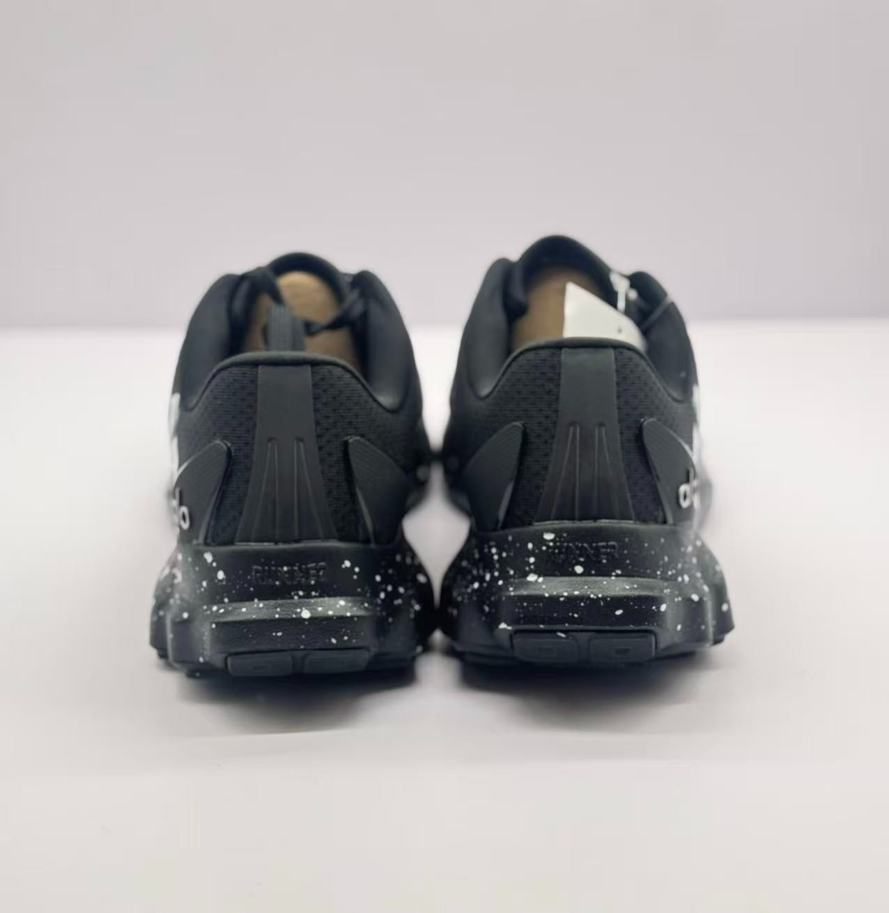 ALO running Black and white graffiti shoes