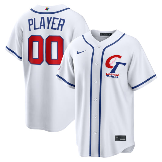 Chinese Taipei Baseball Nike 2026 World Baseball Classic Home Pick-A-Player Jersey - White