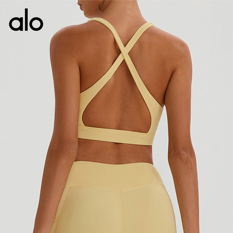 Aloyoga Deep V Outerwear Sexy Running Sports Bra Fashion Cross-Strap Backless Underwear