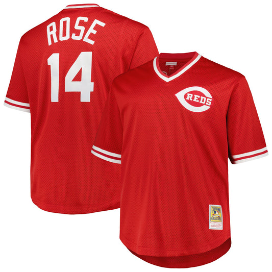 Pete Rose Cincinnati Reds Mitchell &amp;amp; Ness 1984 Cooperstown Collection Mesh Pullover Jersey - Red