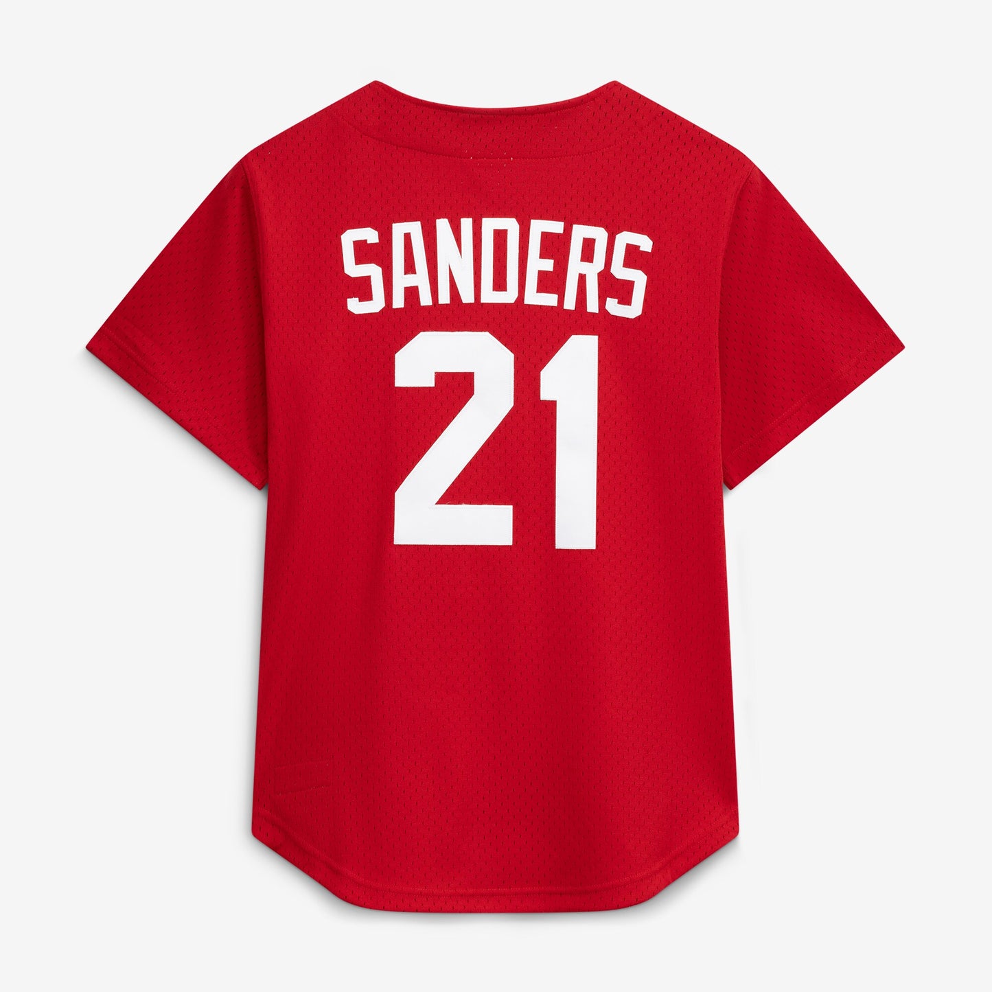 Deion Sanders Cincinnati Reds Mitchell &amp;amp; Ness Cooperstown Mesh Batting Practice Button-Up Jersey - Red