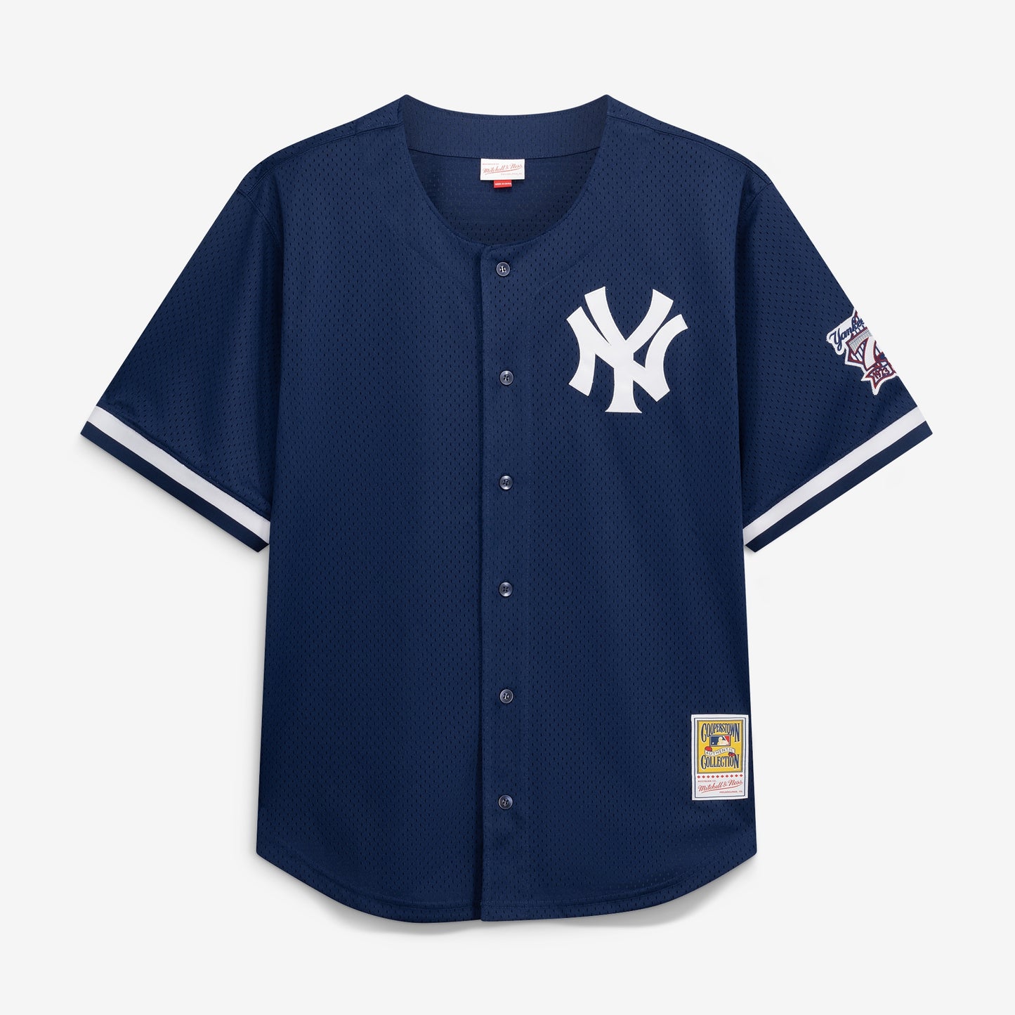 Derek Jeter New York Yankees Mitchell &amp;amp; Ness Cooperstown Collection Mesh Batting Practice Button-Up Jersey - Navy